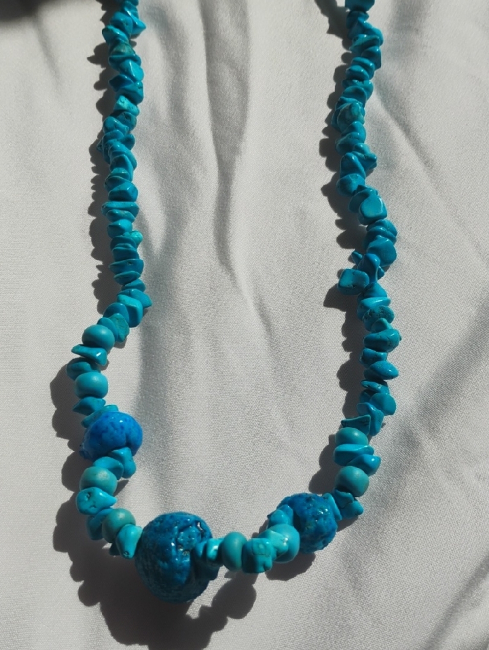 Genuine Real Native American Turquoise Stone Chip Necklace Vintage